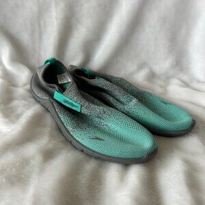Speedo Water Shoes Womens Size 9 Blue Green Gray Slip On Comfort Aqua Shoes